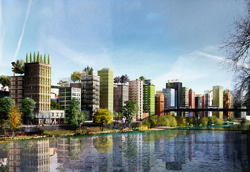 Illustration for article titled This Plan to Turn Stockholm Into a City Full of Sky Ways Looks Incredible
